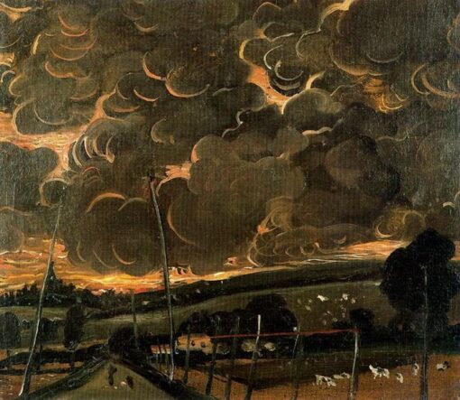 Paisaje Expresionista y Naïve (Primitivismo) Pintado a Mano “Paisaje Doloroso” INSPIRADO POR Andre Derain (1946), Elaborado por Artesanos del Pueblo de Dafen