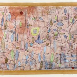 Unique Reproduction of Paul Klee's 'Sparse foliage' (Spärlich Belaubt) - Expressionist Flower Painting Inspired Mixed Media on Paper, Hand-crafted in Dafen Village