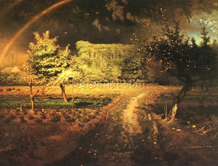 High – Quality Reproduction of Jean – Francois Millet’s 1868 – 1873 “Spring at Barbizon” – Realist Landscape Oil Painting from Renowned Dafen Village Studios