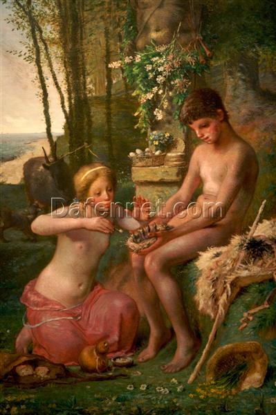 High – Quality Reproduction of Jean – Francois Millet’s 1865 “Spring (Daphnis and Chloë)” – Realist Mythological Oil Painting from Renowned Dafen Village Studios for Art Collectors