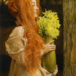 Exquisite "Spring Flowers" - Hand-Painted Oil Portrait by Sir Lawrence Alma-Tadema