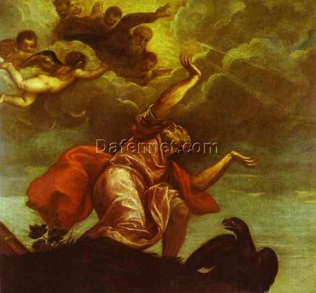 Titian’s St. John the Evangelist on Patmos – Late Renaissance Oil Painting Reproduction