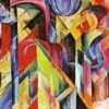 Cubist and Futurist 'Stables' Inspired Oil Painting Replica by Franz Marc - Hand-painted in Dafen Village for Dynamic Animal Art Lovers