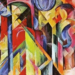 Cubist and Futurist 'Stables' Inspired Oil Painting Replica by Franz Marc - Hand-painted in Dafen Village for Dynamic Animal Art Lovers