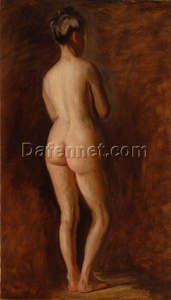 Meticulously Recreated ‘Standing Female Nude’ by Thomas Eakins (1908) in Realistic Oil on Canvas – Dafen Village Masterpiece