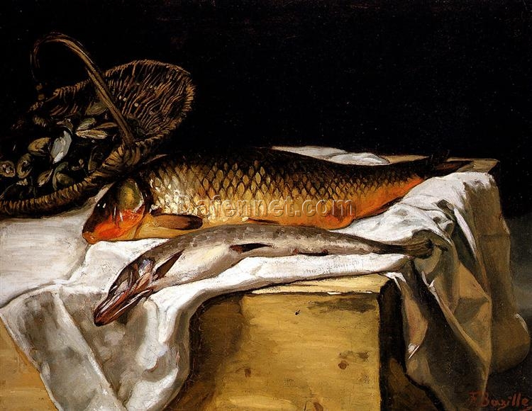 Hand-Painted Impressionist Still Life “Still Life with Fish” INSPIRED BY Frederic Bazille (1866) – Skillfully Created by Dafen Village Artisans