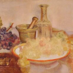 Still Life with Grapes" Inspired by Tamara de Lempicka – Elegant Art Deco Still Life Oil Painting