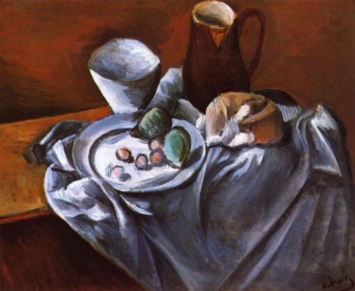 Enchanting Hand-Painted Oil Painting Inspired by Andre Derain’s c.1912 ‘Still Life with Pears and Indian Bowl’ – A Post-Impressionist Delight from Dafen Village Studio for Art Connoisseurs