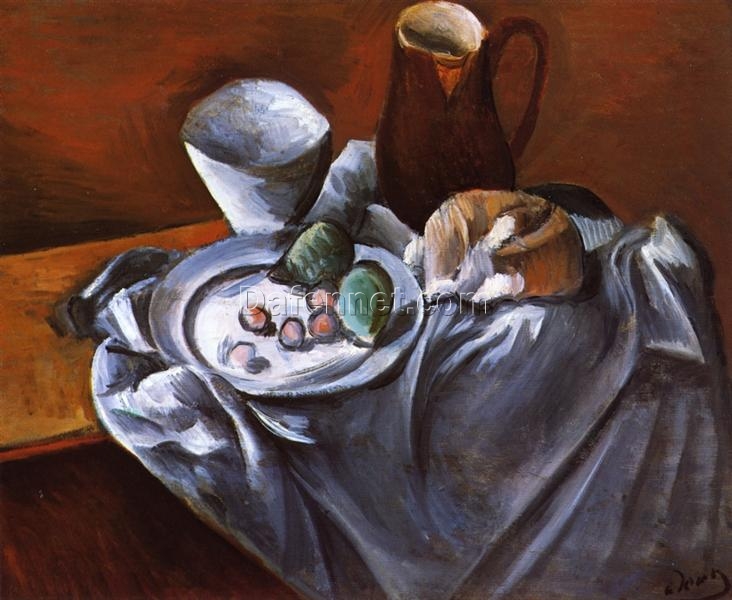 Enchanting Hand-Painted Oil Painting Inspired by Andre Derain’s c.1912 ‘Still Life with Pears and Indian Bowl’ – A Post-Impressionist Delight from Dafen Village Studio for Art Connoisseurs