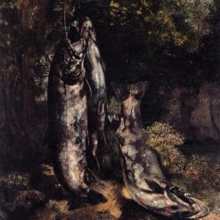 Gustave Courbet's Timeless 'Still Life with Three Trout from the Loue River' - 1873 Realist Still Life Oil Painting on Canvas, Inspired by Kunstmuseum Bern's Treasure