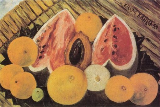 Inspired by Frida Kahlo – Still Life with Watermelons | Hand-Painted Oil Painting | Mexican Naïve Art Still Life | DaFen Village Studio