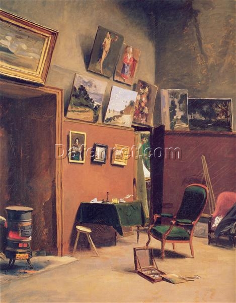 Custom-Sized Impressionist Interior “Studio in the rue de Furstenberg” Inspired by Frederic Bazille’s 1865 Masterpiece – Handmade in Dafen Village