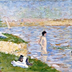 Exquisitely Hand-Painted Oil on Wood Replica of Georges Seurat's 'Study for "Bathers at Asnières"' - A Captivating Impressionist Genre Painting Study by Dafen Village Artists for Art Aficionados and Seurat Enthusiasts