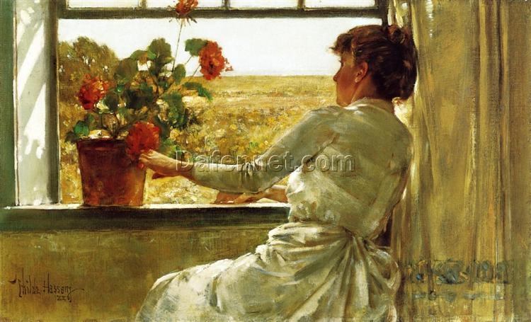 Dafen Village Inspired Reproduction of Childe Hassam’s “Summer Evening” (1886) – High-Quality Impressionist Genre Oil Painting for Sale, Great for Art Collections and Interior Design
