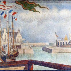 Custom-Made Oil on Canvas Painting Inspired by Georges Seurat's 'Sunday at Port-en-Bessin' (Port-en-Bessin, un dimanche) - Unique Creations Tailored to Your Taste by Dafen Village Studios