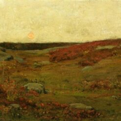 Dafen Village Inspired Reproduction of Childe Hassam's "Sunrise, Autumn" - High-Quality Impressionist Landscape Oil Painting for Sale, Great for Art Collections and Interior Design