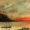High-Resolution Print Inspired by Gustave Courbet's 'Sunset over Lake Leman' (1874) - An Affordable Way to Adorn Your Space with Realist Landscape Art from Dafen Village