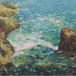 Hand-Painted Replica of Childe Hassam's "Surf and Rocks" (1906) - Breathtaking Impressionist Marina Oil Painting on Canvas from Dafen Village for Art Lovers and Coastal Aesthetic Enthusiasts
