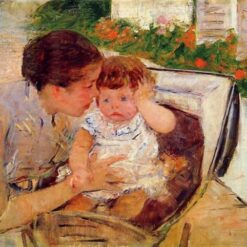 Authentic-looking Replica of Mary Cassatt's 'Susan Comforting the Baby (no.2)' - Impressionist Genre Art in Oil on Canvas Handmade in Dafen Village