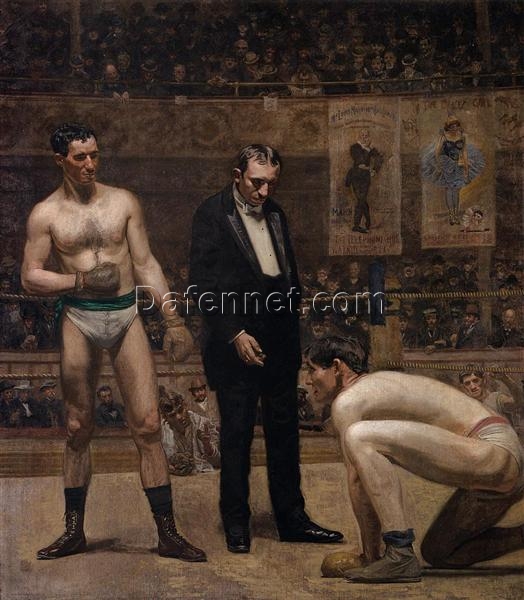 Authentic-Looking Realist Genre Painting “Taking the Count” (1898) by Thomas Eakins – Dafen Village Creation, Oil on Canvas for Home and Office Spaces, Adored by Art Aficionados and Those Who Appreciate the Art of Capturing Momentary Emotions