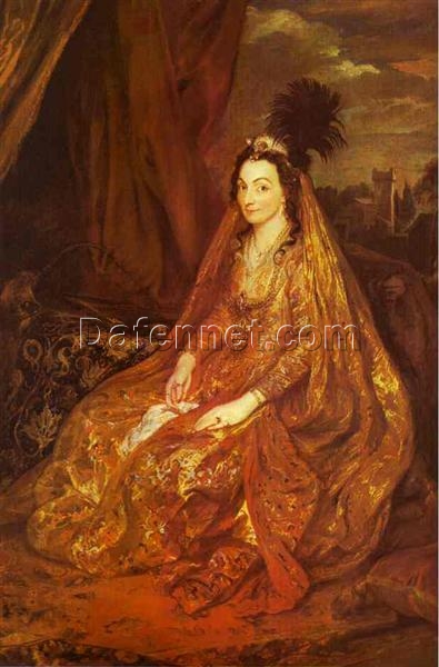 Dafen Village Hand-Painted “Teresia, Lady Shirley” INSPIRED BY Anthony van Dyck’s 1622 Baroque Portrait Masterpiece for Art Aficionados