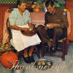 High - Quality Hand - Painted Reproduction of Norman Rockwell's "Thanksgiving Mother and Son Peeling Potatoes" Inspired by 1945 Original - Dafen Village Studio's 85x89 cm Oil on Canvas