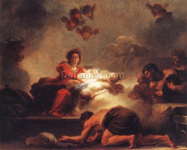 Home Decor Gem: Dafen Village’s Artistic Rendition of “The Adoration of the Shepherds” in Rococo Style Oil Canvas