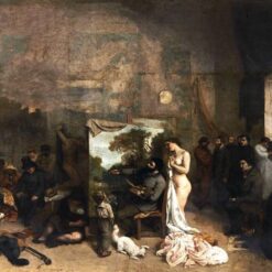 Gustave Courbet's Timeless 1854 - 1855 'The Artist’s Studio' (L'Atelier du peintre) - Realist Allegorical Oil Painting on Canvas, 361x598 cm, A Tribute to Musée d'Orsay's Collection, Great for Decorating Grand Spaces