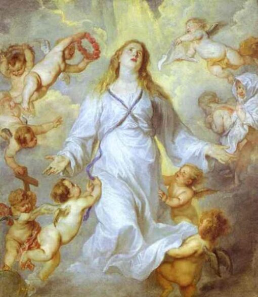 ”Die Himmelfahrt Mariens“ von Anthony van Dyck – Replik eines religiösen Ölgemäldes im Barockstil aus dem Dorf Dafen