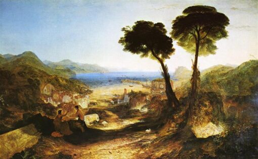 Superbe huile sur toile de la baie de Baiae de J.M.W. Turner, avec Apollon et la Sibylle - Créée par les artistes du village de Dafen pour les connaisseurs d'art