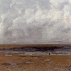 Gustave Courbet's Timeless 1865 'The Beach at Trouville at Low Tide' - Realist Landscape Oil Painting on Canvas, A Tribute to Private Collection's Artwork, Great for Interior Decoration