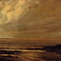 Exquisite 1865 Gustave Courbet 'The Beach at Trouville at Low Tide' Realist Oil Canvas Landscape - A Private Collection Inspired Gem for Art Aficionados
