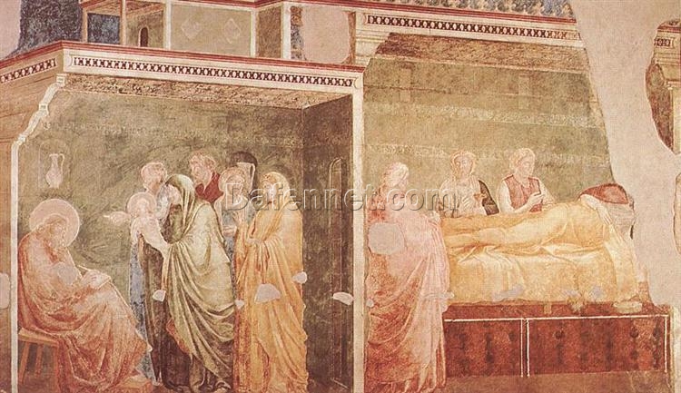 The Birth of St. John the Baptist” by Giotto – Religious Proto Renaissance Fresco