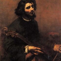 Exquisite Dafen Village - Crafted Replica of Gustave Courbet's 'The Cellist, Self Portrait' - Ideal for Art Aficionados Chasing Romantic Self - portraits and Musical Art Themes