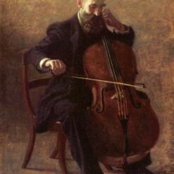 Hand-Painted Replica of Thomas Eakins' "The Cello Player" (1896) - Magnificent Realist Genre Painting Oil on Canvas from Dafen Village, Ideal for Art Lovers and Music Enthusiasts