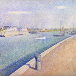 Exquisitely Hand-Painted Oil on Canvas Replica of Georges Seurat's 'The Channel of Gravelines, Petit Fort Philippe' - A Stunning Neo-Impressionist and Pointillist Cityscape by Dafen Village Artists for Art Aficionados and Coastal Art Lovers