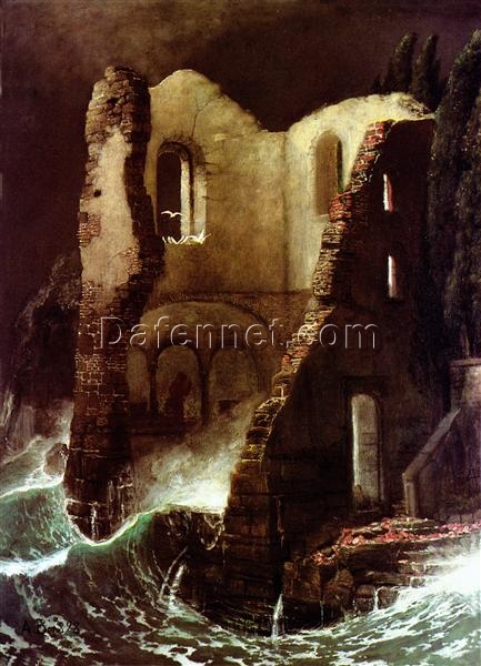 Hand-Painted Museum-Quality Reproduction INSPIRED BY Böcklin’s The Chapel
