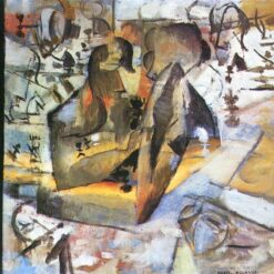 Exquisite Dafen Village Creation: 'The Chess Players' Inspired by Marcel Duchamp (1911) - Cubist & Futurist Figurative Oil Painting on Canvas