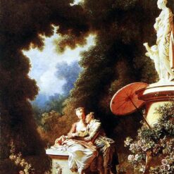 Dafen Village Masterfully Hand-Painted “The Confession of Love” Inspired Rococo Genre Oil Canvas for Art Aficionados