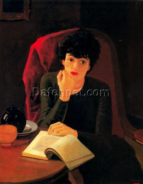Custom – Sized Portrait ‘The Cup of Tea’ Inspired by Andre Derain’s 1935 Masterpiece, Handmade in Dafen Village, Combining Expressionism & Neoclassicism