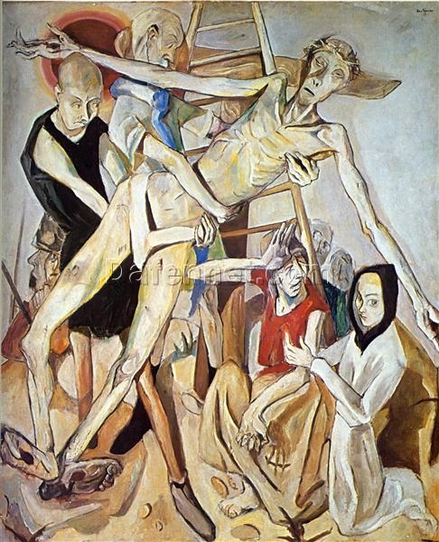 1917 MoMA – Inspired Cubist & Expressionist Oil: The Descent from the Cross by Max Beckmann