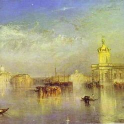 Captivating 'The Dogana, San Giorgio, Citella, From the Steps of the Europa' Inspired Cityscape Oil Painting - Hand - painted in Dafen Village Studio, Echoing J.M.W. Turner's 1842 Romanticism