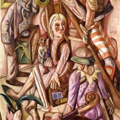 Hand - Crafted 1921 Cubo - Expressionist Masterpiece: The Dream INSPIRED BY Max Beckmann