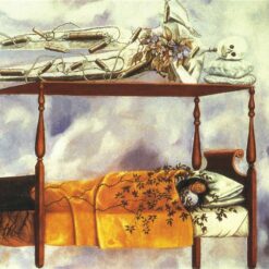 Custom Oil Painting Inspired by Frida Kahlo’s The Dream (The Bed) – Hand-Painted Surrealist & Naïve Art Reproduction from DaFen Village Studio | Symbolic Mexican Fine Art for Home and Office Décor
