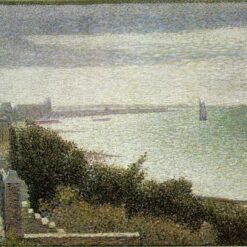 Exquisitely Hand-Painted Oil on Canvas Replica of Georges Seurat's 'The English Channel at Grandcamp' - A Breathtaking Neo-Impressionist and Pointillist Landscape Masterpiece by Dafen Village Artists for Art Aficionados and Coastal Art Enthusiasts