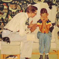 Hand - Painted Replica of Norman Rockwell's "The Facts of Life" Inspired by Original Regionalist Masterpiece - Dafen Village Artwork