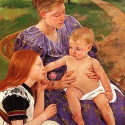 Charming Mary Cassatt's 'The Family' (1893) Oil on Canvas Replica - Capturing the Essence of Impressionist Tenderness