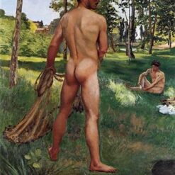 Hand - Painted Impressionist Nude Painting "The Fisherman with a Net" INSPIRED BY Frederic Bazille (1868) - Skillfully Crafted by Dafen Village Artisans