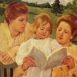 Charming Mary Cassatt's 'The Garden Reading' (1898) Oil on Canvas Replica - Impressionist Serenity Captured