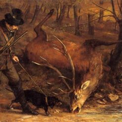 Authentically Rendered 1859 'The German Huntsman' by Gustave Courbet - Realist Oil Canvas Landscape, Capturing the Spirit of the Musée des Beaux-Arts de Lons-le-Saunier Original, Perfect for Art Collectors and Those Seeking Unique Decor